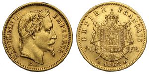 France, Napoleon III, 20 Francs 1862-A, Au ... 