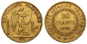 France, Modern Republics, 20 Francs 1891-A, ... 