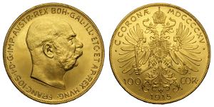 Austria, Franz Joseph I, 100 Corona 1915, ... 