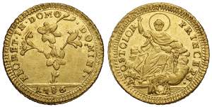 Roma, Pio VI, Doppia 1786, Au mm 22 g 5,47 ... 