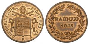 Roma, Gregorio XVI, Baiocco 1835-R anno V, ... 