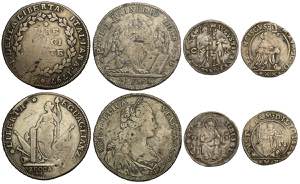 Venezia, lotto di 4 monete in argento: 10 ... 