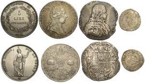 Milano, Lotto di 4 monete in argento: 5 Lire ... 