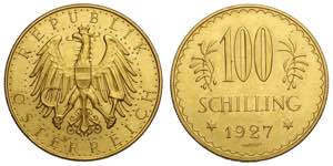 Austria, Republic, 100 Schilling 1927, Au ... 