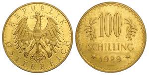 Austria, Republic, 100 Schilling 1929, Au ... 