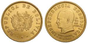 Bolivia, Gold Medal 1952, Au 900 mm 36 g ... 