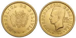 Bolivia, Gold Medal 1952, Au 900 mm g 15,55 ... 