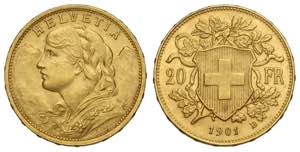 Switzerland, Confederation, 20 Francs 1901, ... 