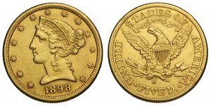 United States of America, 5 Dollars 1898-S, ... 