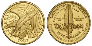 United States of America, 5 Dollars 1987, Au ... 
