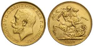 Australia, George V, Sovereign 1917-P, Au mm ... 