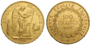 France, Modern Republics, 100 Francs 1907-A, ... 