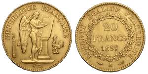 France, Modern Republics, 20 Francs 1897-A, ... 