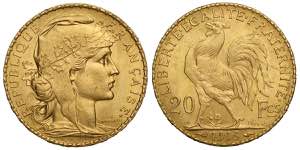 France, Modern Republics, 20 Francs 1913, Au ... 