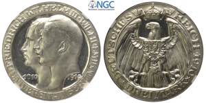 Germany Prussia, Wilhelm II, 3 Mark 1910-A ... 