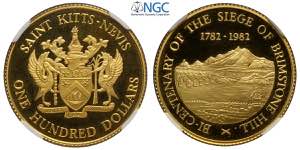 Saint Kitts & Nevis, 100 Dollars ND-1982 ... 