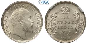 India-British, Edward VII, 1/4 Rupee 1904 ... 