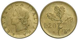 Repubblica Italiana, Monetazione in Lire, 20 ... 