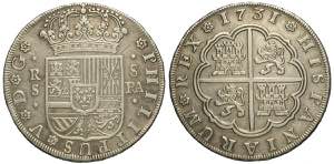 Spain, Philip V, 8 Reales 1731-S PA Seville, ... 
