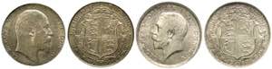 Great Britain, Lot of 2 coins: 1/2 Crown ... 