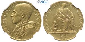 Roma, Pio XII, 5 Lire 1945 anno VII, curioso ... 