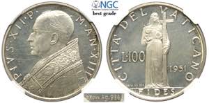 Roma, Pio XII, 100 Lire Prova 1951 anno ... 