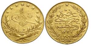 Turkey, Muhammad V, 100 Kurush 1327//2, ... 