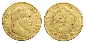 France, Napoleon III, 10 Francs 1862-A Au g ... 