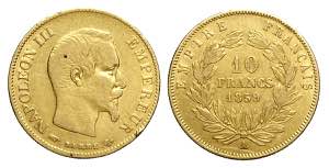 France, Napoleon III, 10 Francs 1859-A Au g ... 