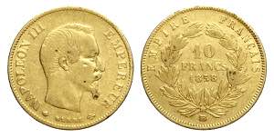France, Napoleon III, 10 Francs 1858-BB Au g ... 
