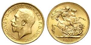 Great Britain, George V, Sovereign 1915, Au ... 