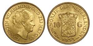 Netherlands, Wilhelmina I, 10 Gulden 1933, ... 