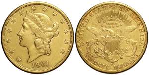 United States of America, 20 Dollars 1891-S, ... 
