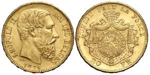 Belgium, Leopold II, 20 Francs 1874 position ... 