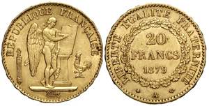France, Modern Republics, 20 Francs 1879-A, ... 