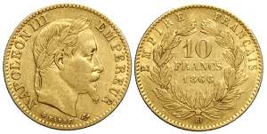 France, Napoleon III, 10 Francs 1866-BB Au g ... 