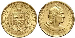 Perù, Republic, Libra (Pound) 1966, Au g ... 