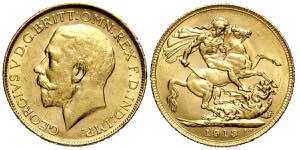 Australia, George V, Sovereign 1913-P, Au mm ... 
