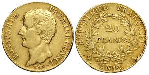 France, Napoleon I Premier Consul, 20 Francs ... 