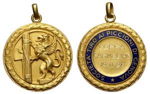 Genova , medaglia premio coppa Carmelihc ... 