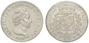 Savoia, Carlo Felice, 5 Lire 1827 Genova, Ag ... 