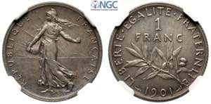 France, Modern Republic, Franc 1901, Ag mm ... 