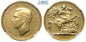 Great Britain, George VI, 2 Pounds 1937, Au ... 