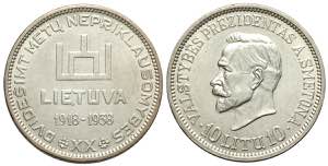 Lithuania, Republic, 10 Litu 1938, Ag mm 32 ... 