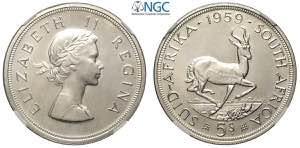 South Africa, Elizabeth II, 5 Shillings 1959 ... 