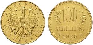 Austria, Republic, 100 Schilling 1926, Au ... 