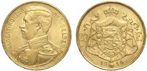 Belgium, Albert I, 20 Francs 1914 - Der ... 