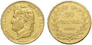 France, Louis Philippe, 20 Francs 1840-A, Au ... 