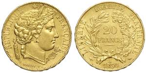 France, Second Republic, 20 Francs 1850-A, ... 