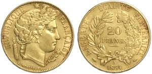 France, Second Republic, 20 Francs 1851-A, ... 
